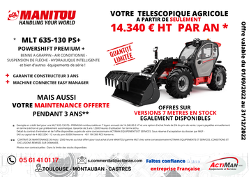 Chariot télescopique agricole 6m MANITOU MLT 635-130 PS+